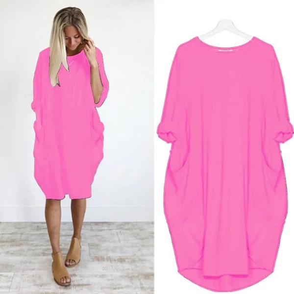 Womens Casual Solid O Outline Dress