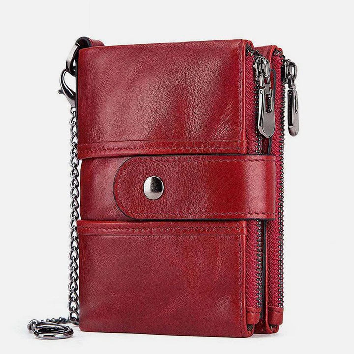 Genuine Leather Anti-theft Retro Wallet With Chain