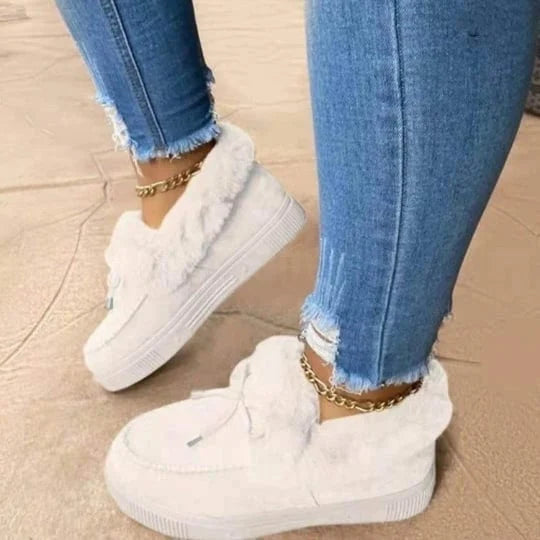 ⚡Womens boots round head thick sole⚡Wool thick warm cotton shoes
