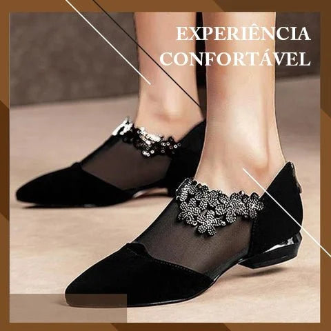 RHINESTONE STONE HOLLOW HEEL SHOES
