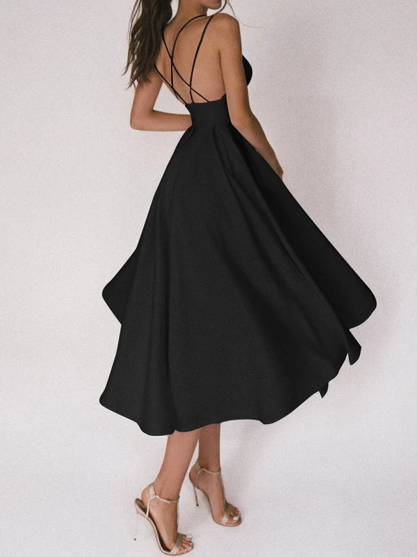 Elegant strappy V neck dress