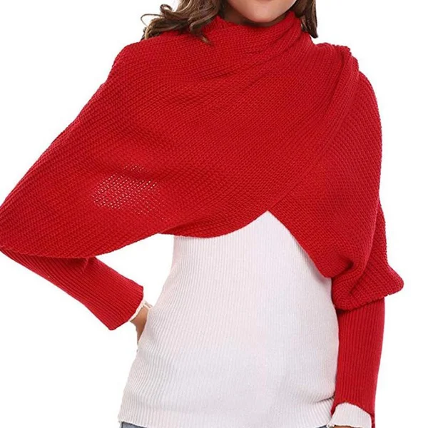 Trendy Knitted Sweater Scarf With Sleeves