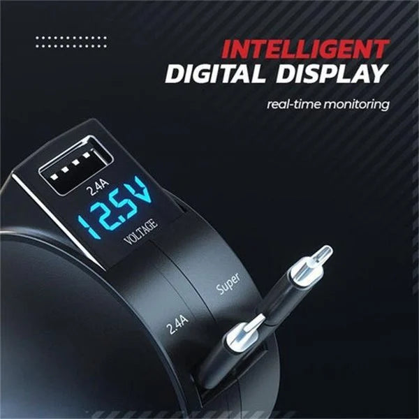 3 in 1 Retractable Fast Charging Car Adapter