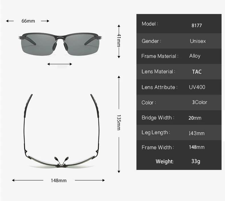 Quality Titanium Alloy Photochromic Sunglasses