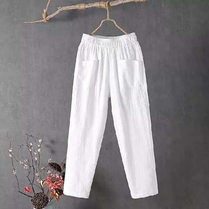 Womens Loose Pants Nine Points Harem Pants Solid Color Thin Tide