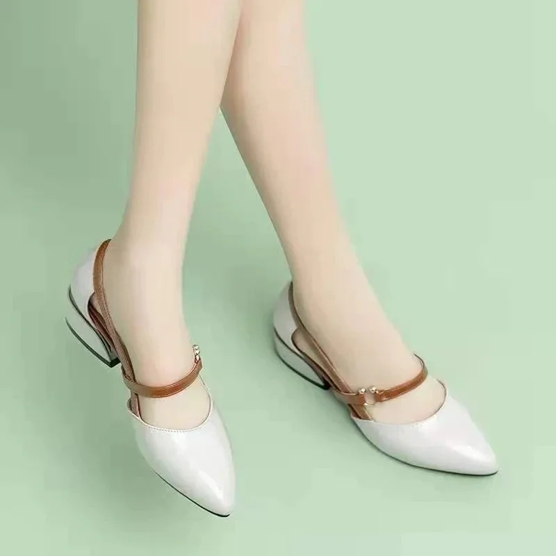 One Word Buckle Fashion Leather Shoes