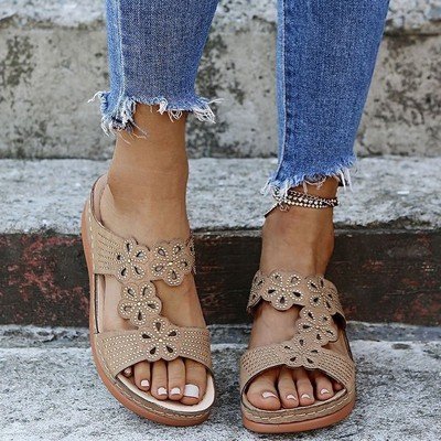 Soft Footbed Orthopedic Arch-Support Womens Flower Hollow Out Sandals