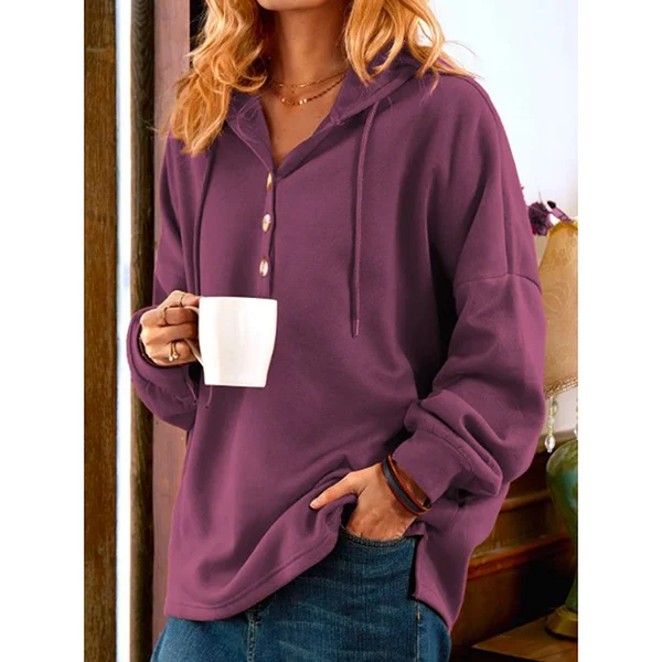 LONG SLEEVE BUTTONED SWEATSHIRT