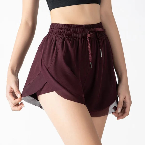 2 in 1 Flowy Fitness Yoga Shorts for Women