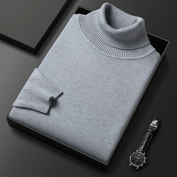 Mens Solid Color Turtleneck Sweater