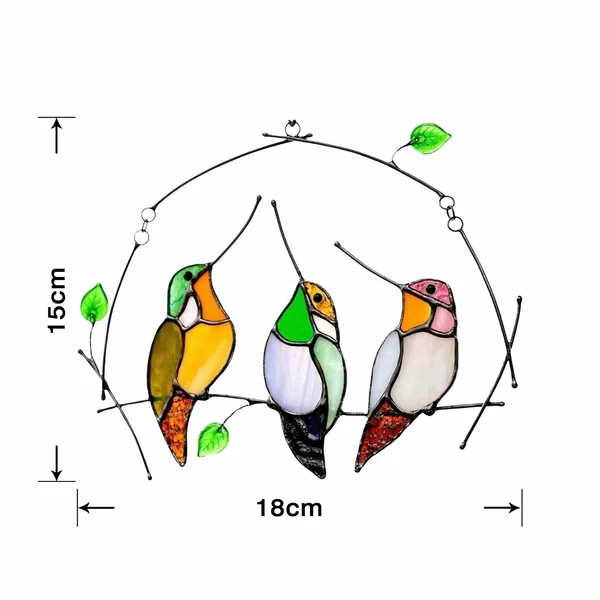 Birds Stained  Window  Panel Hangings