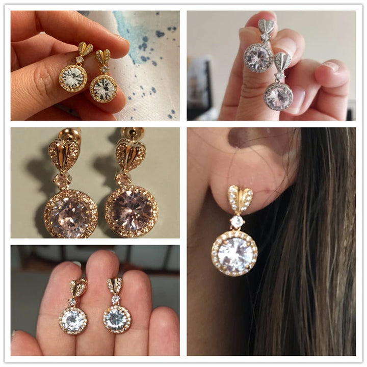 New Trendy Gold Color Heart Stud with Big Round