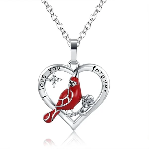 Red Bird Heart Cardinal Necklace