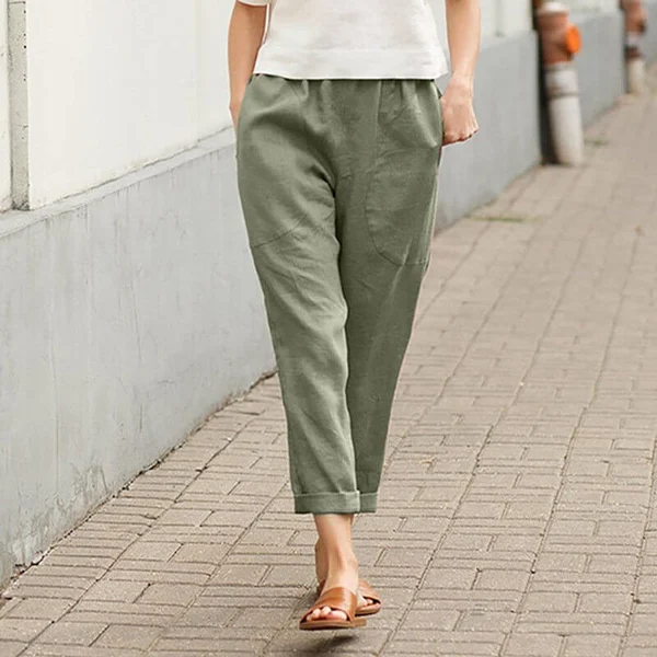 Linen cotton womens large size loose pants
