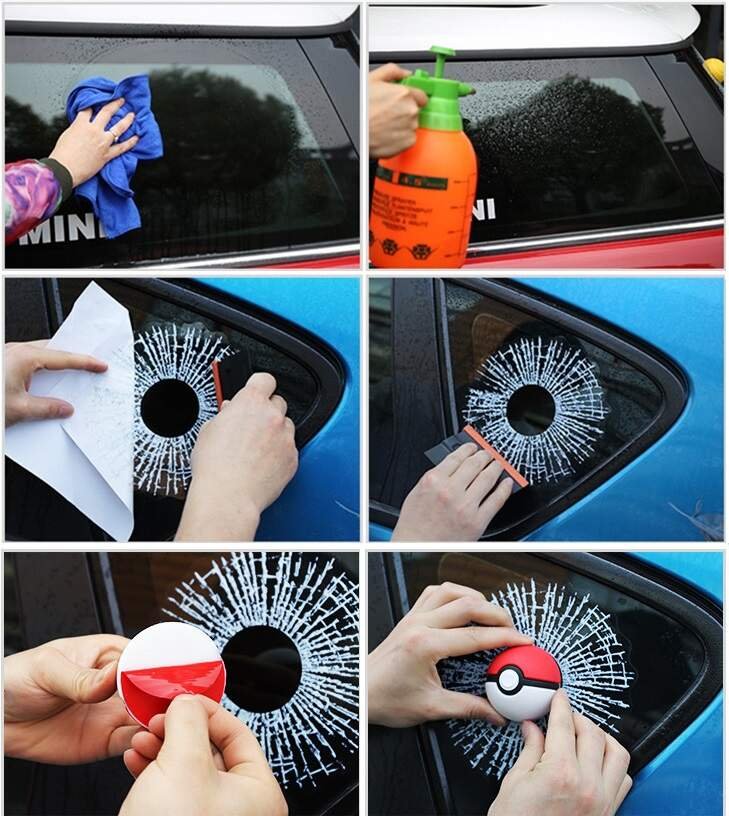 3D Car Window Crack Decal