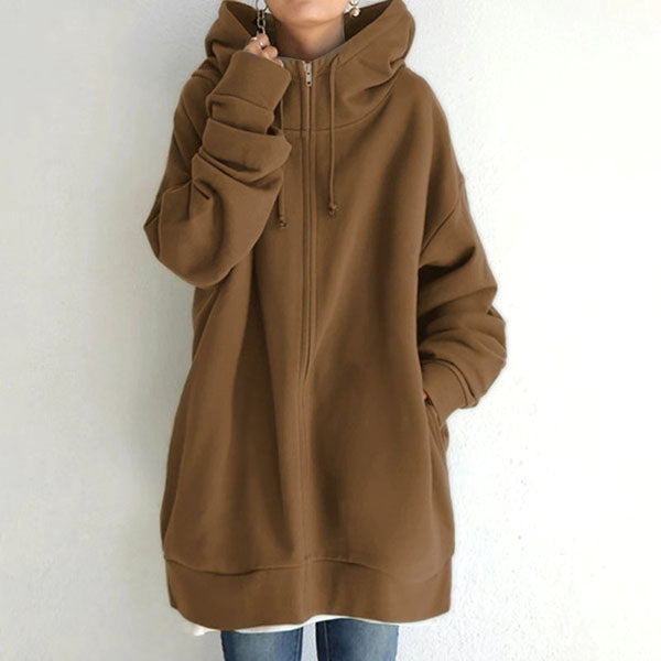 2021 Autumn Winter Sweater Zipper Hooded Long Plus Cashmere Sweater