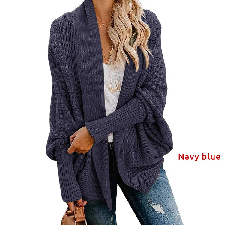 Bat sleeve loose knit cardigan shawl jacket