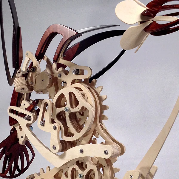 MAGICAL WOODEN KINETIC HUMMINGBIRD SCULPTURE