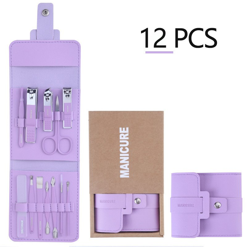 12 16 Pieces Nail Clipper Set With Folding Bag Nail Clipper Kit Scissors Makeup Beauty Tools