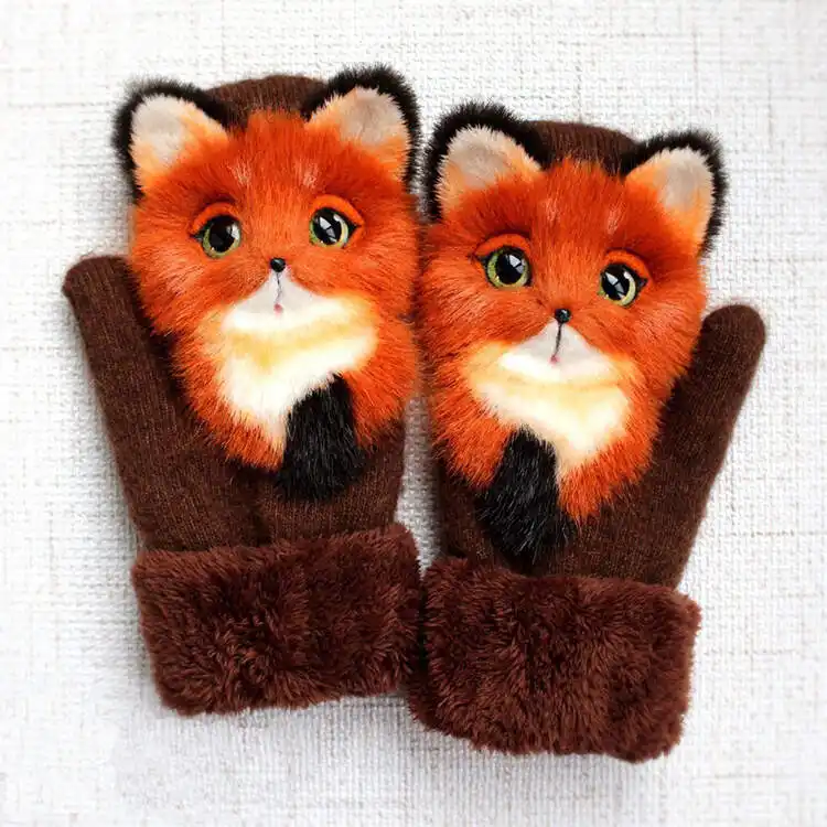 Hand knitted animal Mittens