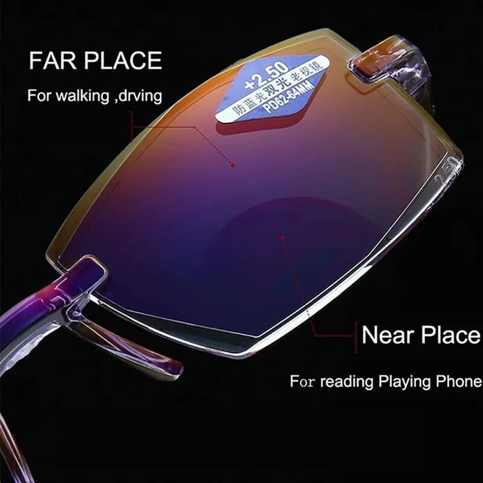 High hardness anti blue light intelligent dual focus reading glasses