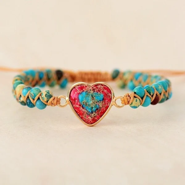 To My Granddaughter Love You Forever Jasper Heart Bracelet
