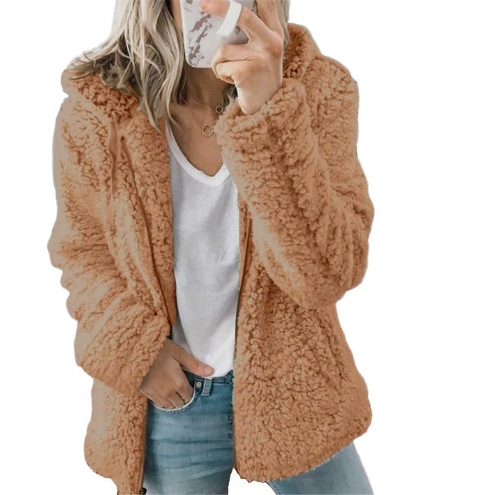 Sidefeel Women Open Front Hooded Cardigan Fleece Pocket Coat Outwear