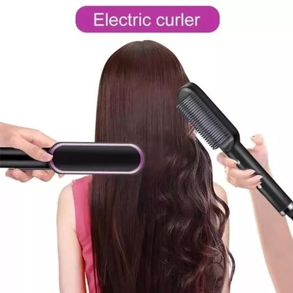 Hair Curler And Straightener Brush