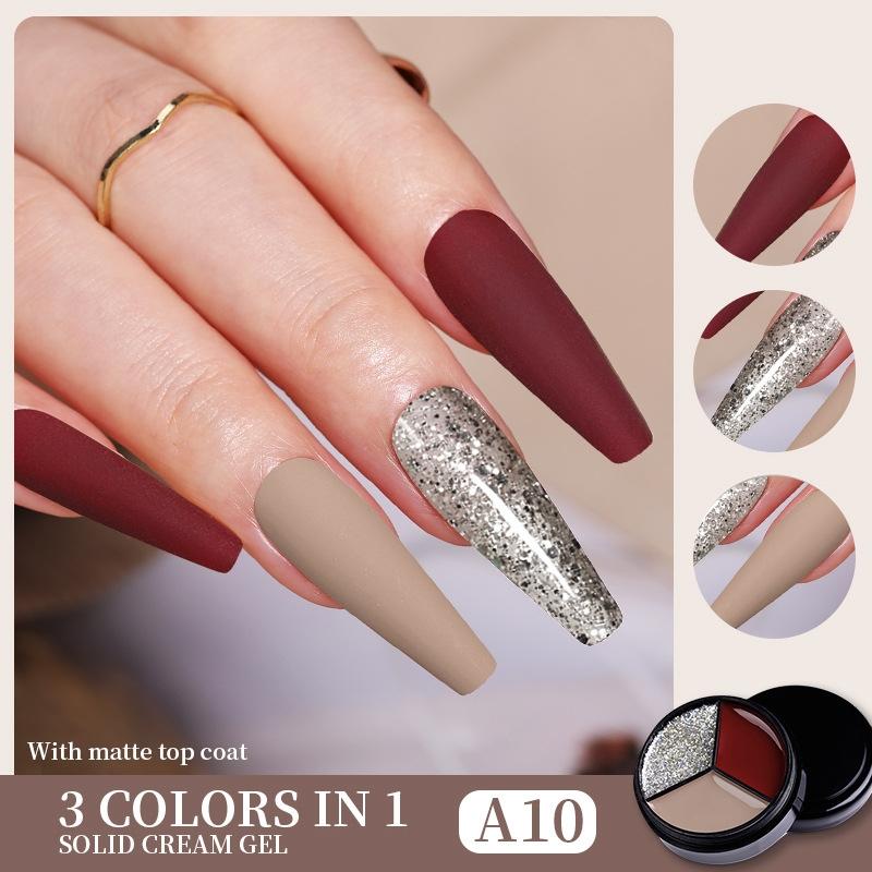 Solid Tricolor Cream Nail Polish