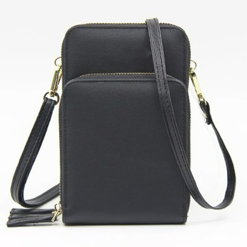 Three Zipper Vertical Shoulder Bag