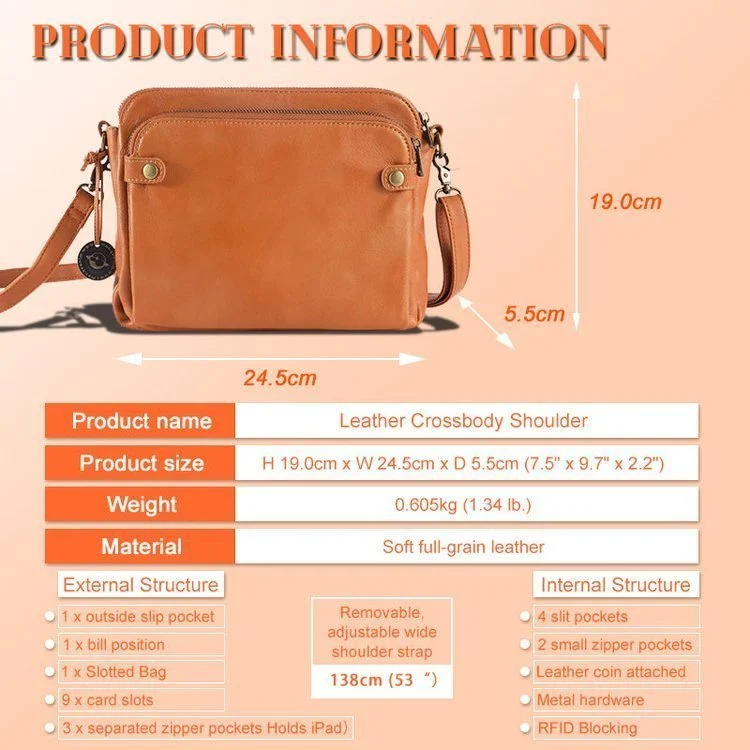 Crossbody Leather Shoulder Bags and Clutches