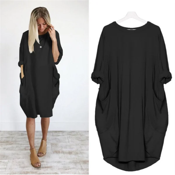 Womens Casual Solid O Outline Dress