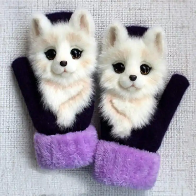 Hand knitted animal Mittens