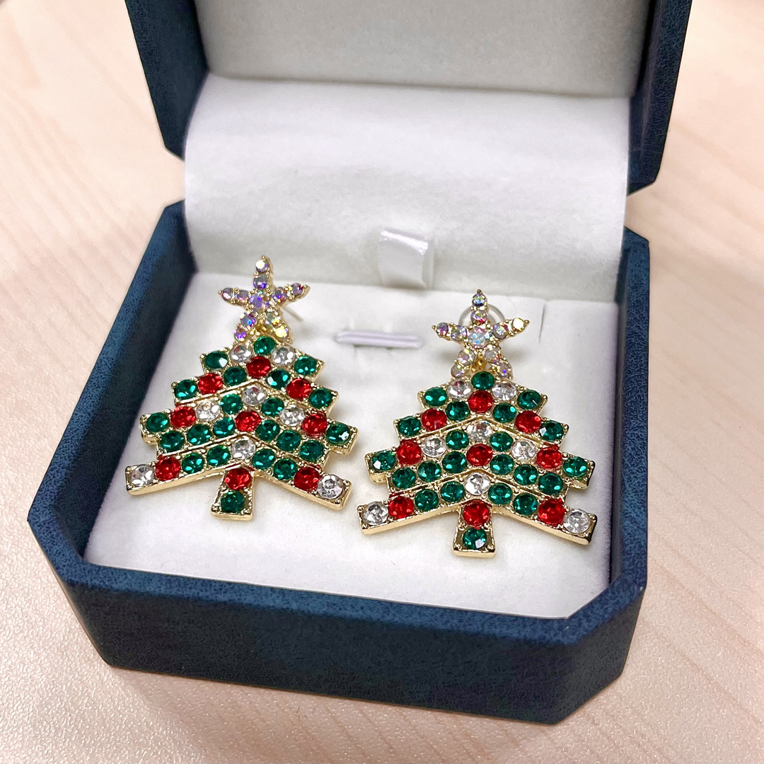 Shiny Christmas Tree Earrings