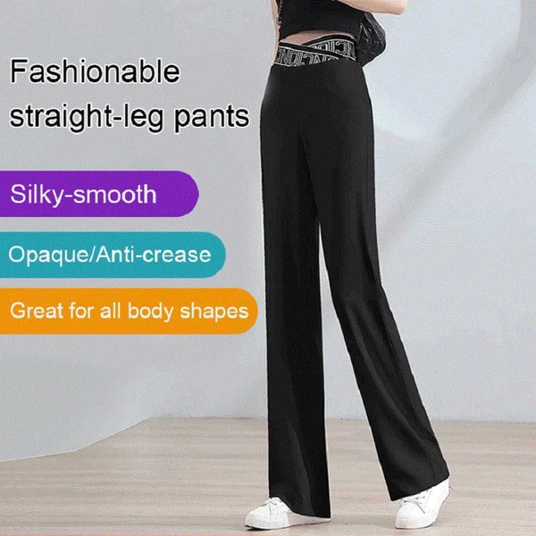 Ice Silk High Waist Wide leg Pants