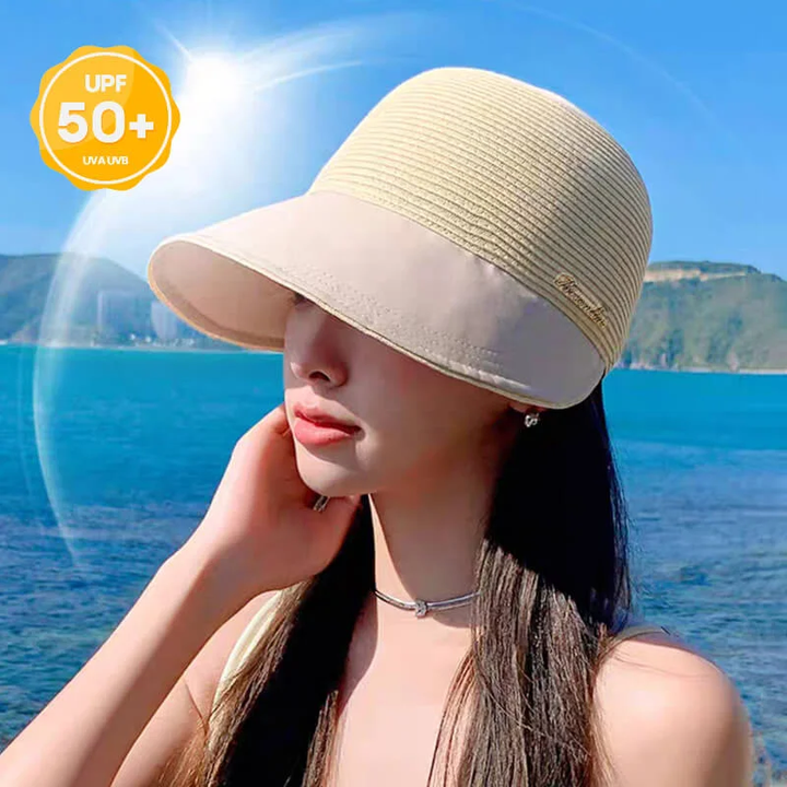 Womens large brim sunscreen hat for beach outing in summer