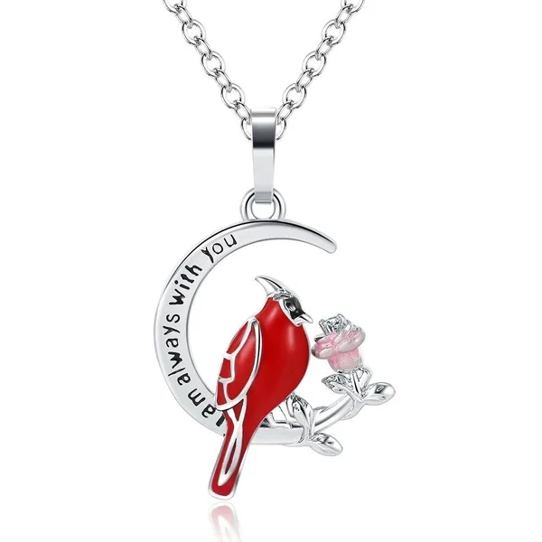 Red Bird Heart Cardinal Necklace