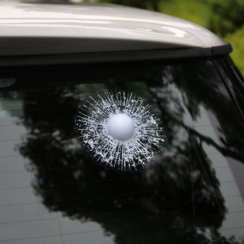 3D Car Window Crack Decal