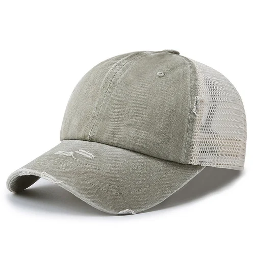 Washed Dad Hat with Ponytail Hole