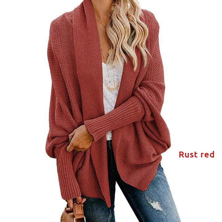 Bat sleeve loose knit cardigan shawl jacket