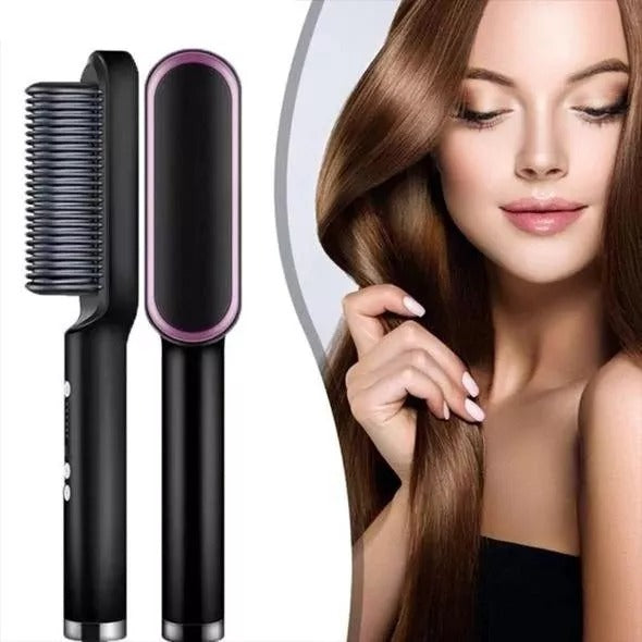 Hair Curler And Straightener Brush