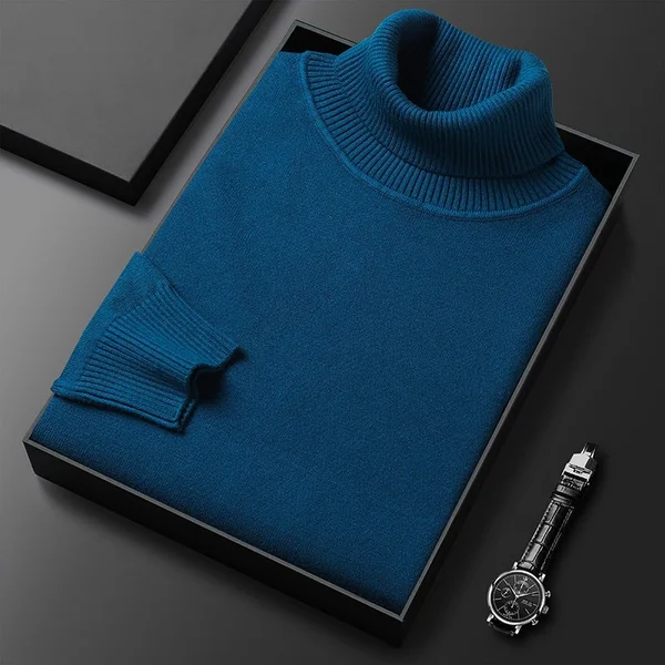 Mens Solid Color Turtleneck Sweater
