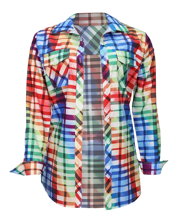 Plaid Print Flap Pocket Button Up Collar Shirt