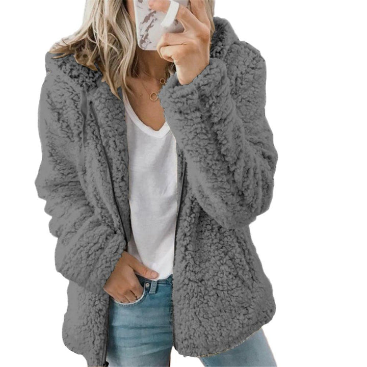 Sidefeel Women Open Front Hooded Cardigan Fleece Pocket Coat Outwear