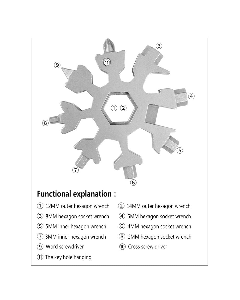 Portable 18 In 1 Mini Snowflake Pocket Multitool