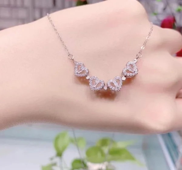 Lucky Heart Sterling Necklace And SIX ROSES