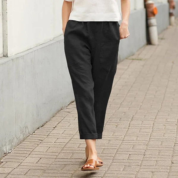 Linen cotton womens large size loose pants