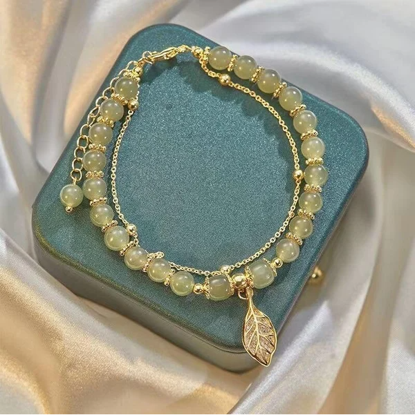 hetian jade gold leaf bracelet