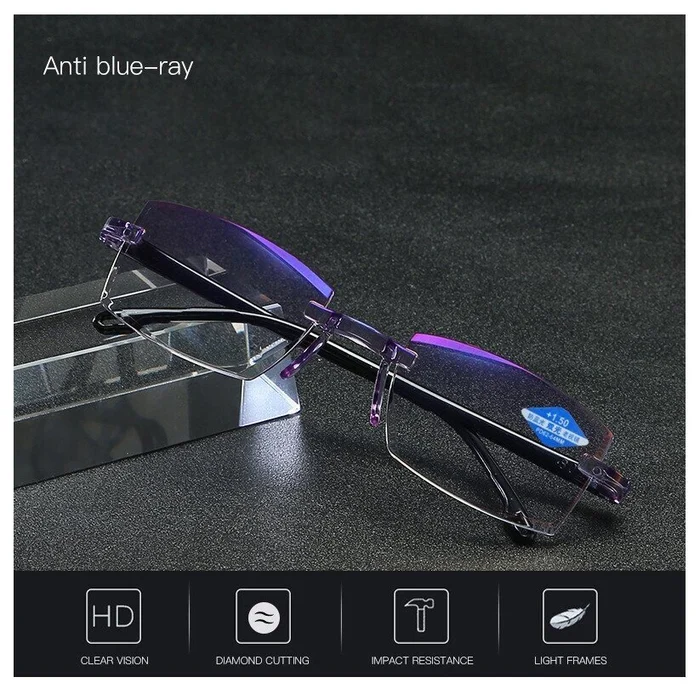 High hardness anti blue light intelligent dual focus reading glasses