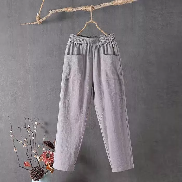 Womens Loose Pants Nine Points Harem Pants Solid Color Thin Tide